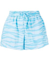 Ganni - Zebra-Print Organic Cotton Shorts - Lyst