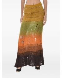 Off-White c/o Virgil Abloh - Bead-Embellished Distressed-Knit Maxi Skirt - Lyst