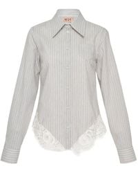 N°21 - Chemise Rayée Bordée De Dentelle - Lyst