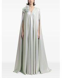Gemy Maalouf - V-Neckline Draped Flower Maxi Kaftan - Lyst