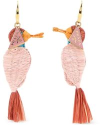 Prada - Ohrringe Aus Raffiabast Mit Vogelmotiv - Lyst