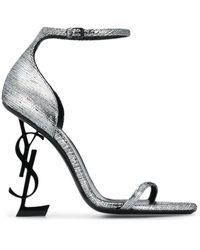 Saint Laurent Opyum leather sandals - Mettallic