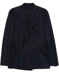 Lardini - Virgin Wool Double-Breasted Blazer - Lyst