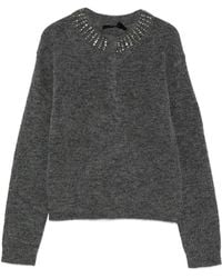 Seventy - Crystal-Embellished Knitted Sweater - Lyst