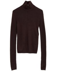 Frankie Shop - Pull En Maille Côtelée Sade À Col Zippé - Lyst