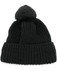 Yohji Yamamoto - Bonnet En Maille Épaisse À Pompon - Lyst