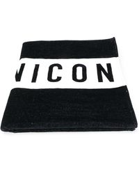 DSquared² Toalla de playa con estampado Icon - Negro