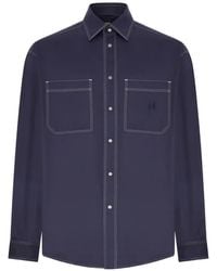 Fendi - Contrast-Stitch Logo-Patch Shirt - Lyst