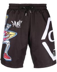 Philipp Plein - Graffiti-Print Drawstring-Waist Swim Shorts - Lyst