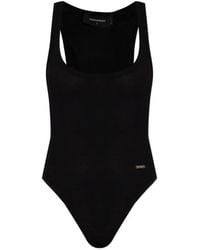 DSquared² - Ribbed-Knit Logo-Plaque Bodysuit - Lyst