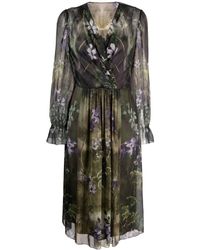 Alberta Ferretti - Robe mi-longue en soie à fleurs - Lyst