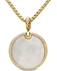 David Yurman - 18Kt Dy Elements Disc Diamond Rim Pendant (24Mm) - Lyst