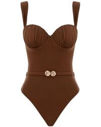 Noire Swimwear - Bañador Con Cinturón De Concha - Lyst