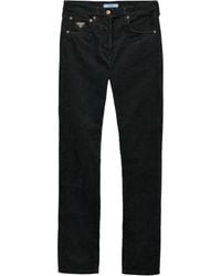 Prada - Logo-Patch Tapered Cotton Jeans - Lyst