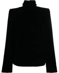 Saint Laurent - ベルベット ハイネックブラウス - Lyst