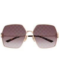 Gucci - Geometric-Frame Logo Sunglasses - Lyst