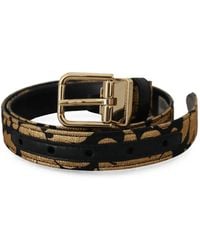 Dolce & Gabbana - Jacquard Leather-Trim Belt - Lyst
