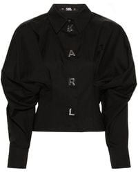 Karl Lagerfeld - Popeline-Hemd mit Logo-Knöpfen - Lyst