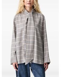 Munthe - Check-Pattern Pussy-Bow Blouse - Lyst
