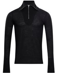 Jil Sander - Quarter-Zip Long-Sleeve Polo Shirt - Lyst