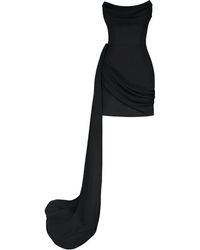 POST MERIDIEM - Corset Chiffon-Train Mini Dress - Lyst