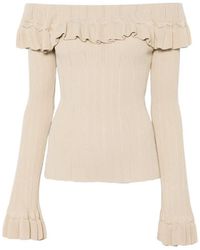 Blumarine - Ruffled Off-Shoulder Sweater - Lyst
