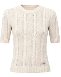N°21 - Cable-Knit Short-Sleeve Sweater - Lyst