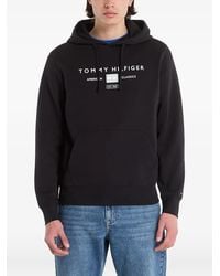 Tommy Hilfiger - Brand Love Logo-Print Drawstring Cotton Hoodie - Lyst