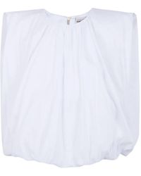 Semicouture - Pearl Padded-Shoulder Gathered Blouse - Lyst