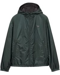 Prada - Logo-Plaque Hooded Jacket - Lyst