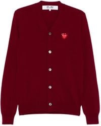 COMME DES GARÇONS PLAY - Heart-Emblem Rhinestone-Embellishment Cardigan - Lyst