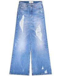 MATIERES FECALES - Distressed Wide-Leg Jeans - Lyst