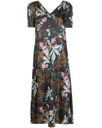 Max Mara - Floral-Print Silk Midi Dress - Lyst