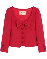 Valentino Garavani - Bow-Detail Tweed Blazer - Lyst