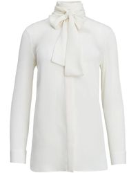 KHAITE - Tash Scarf-Detail Silk Blouse - Lyst