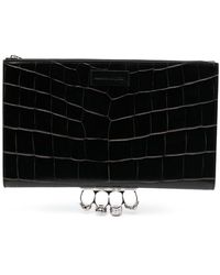 Alexander McQueen - Crocodile Embossed Leather Large Clutch - Lyst