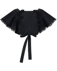Alberta Ferretti - Pleated Floral-Appliqué Top - Lyst