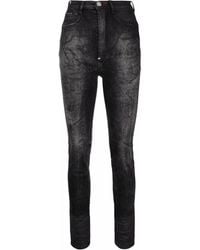 Philipp Plein - Stonewashed Super High-Waisted Jeggings - Lyst