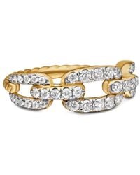 David Yurman - Anillo Stax Chain Link de 7 mm en oro amarillo de 18 ct con diamantes - Lyst