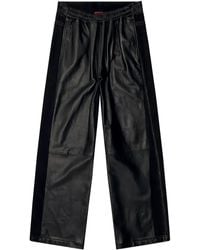 DIESEL - Leather Wide-Leg Trousers - Lyst