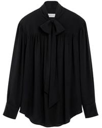Ami Paris - Blouse En Soie À Col Lavallière - Lyst