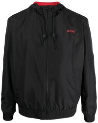 HUGO - Logo-print Hooded Jacket - Lyst