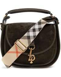 Burberry - Small B Clip Check-Strap Leather Tote Bag - Lyst