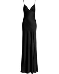 Alberta Ferretti - Satin V-Neck Maxi Dress - Lyst