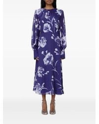 Erdem - Long-Sleeve Floral-Print Midi Dress - Lyst