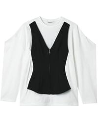 Enfold - Layered Zip-Front Blouse - Lyst