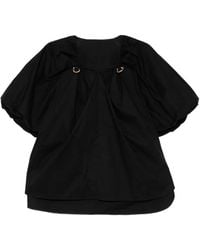 JNBY - Metal-Pleated V-Neck Blouse - Lyst