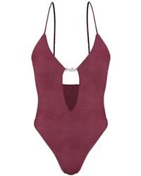 MC2 Saint Barth - Logo-Plaque Cut-Out Swimsuit - Lyst