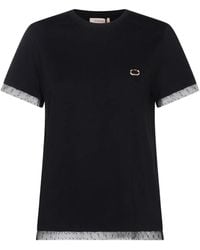 Twinset - Tulle-Trim Cotton T-Shirt - Lyst