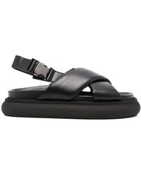 Moncler - Ladies Solarisse Cross-Strap Leather Sandals, Brand Size 36 Us - Lyst
